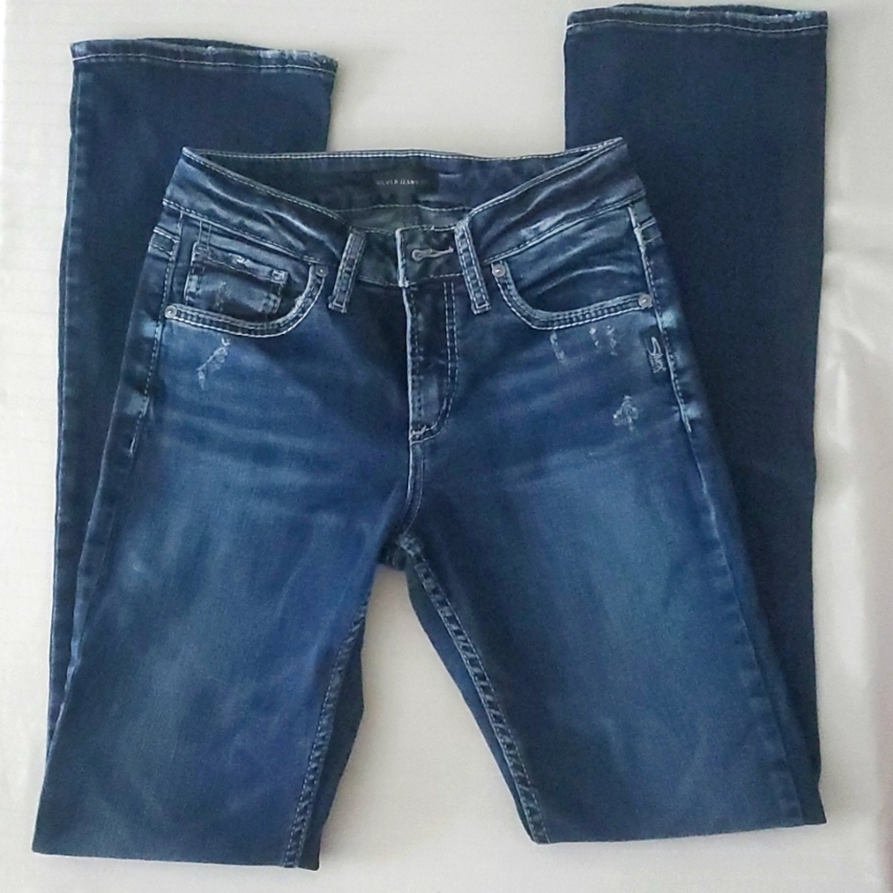 25x33 Silver Slim Bootcut Jeans